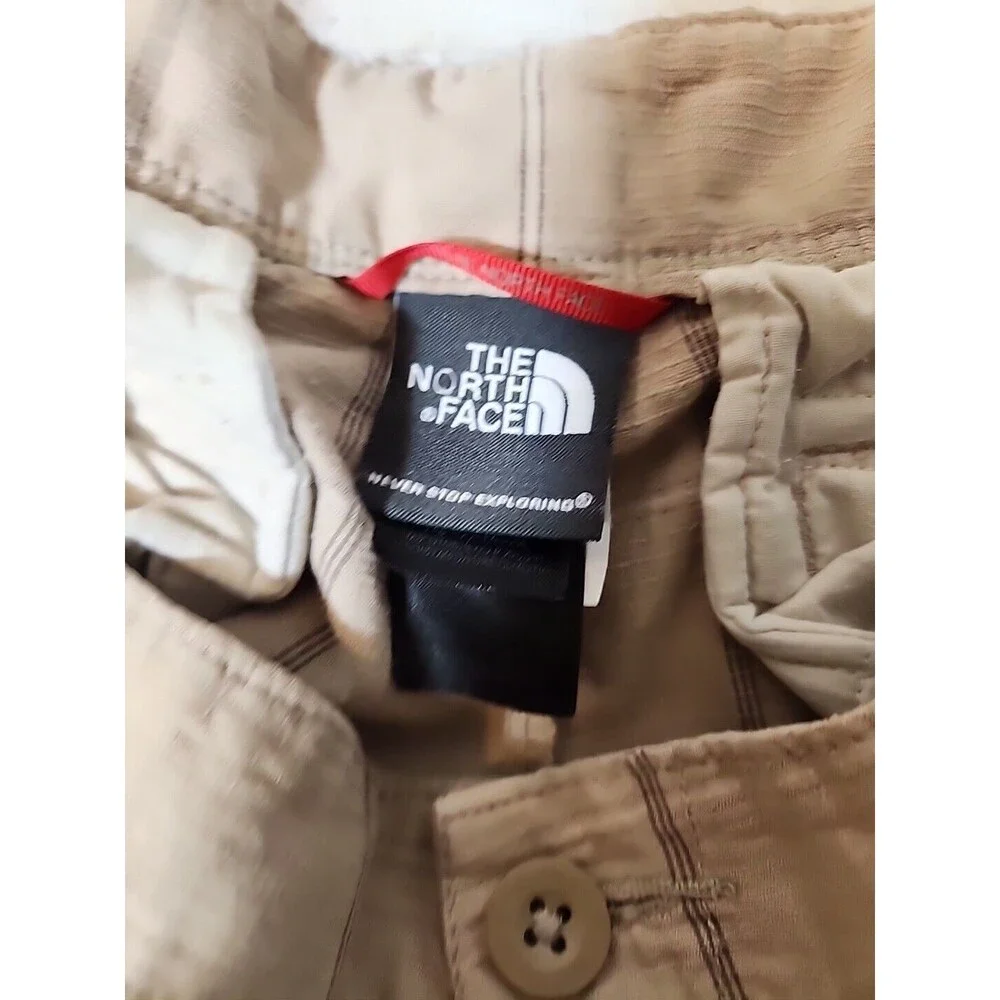 The North Face Mens Shorts Size 34 Axey Grid Print Cargo Hiking Light Brown‎ Tan